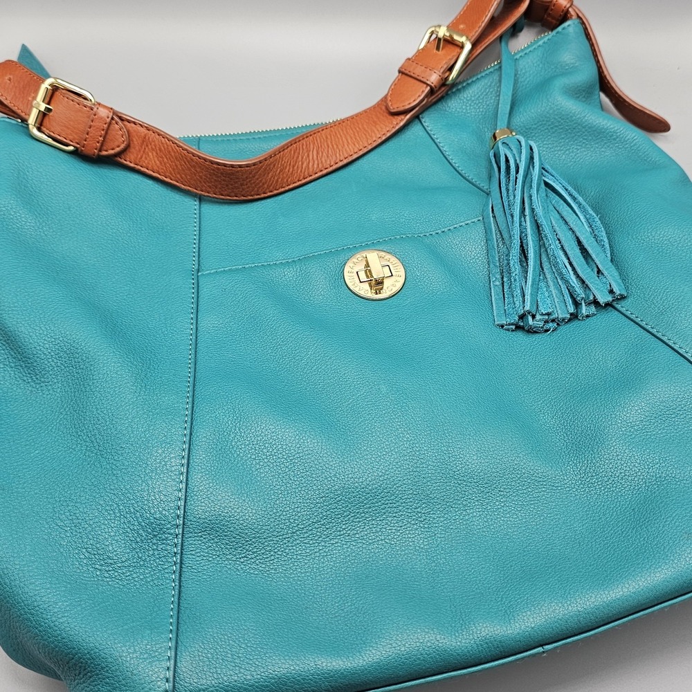 Isaac Mazrahi Bridgehampton Teal Leather Hobo Bag